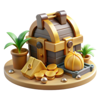 maravilloso artístico 3d hacer tesoro cofre con oro monedas alto resolución png