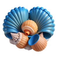 beautiful traditional Seashell 3D Render, Summer Ocean Background authentic png