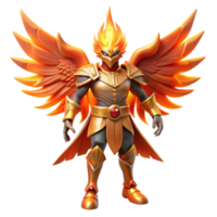dramatic vintage Fiery Winged Warrior 3D Render authentic png
