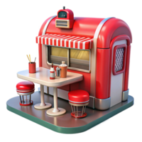 wonderful modern Retro Diner 3D Render Illustration high resolution png