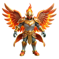 wonderful modern Fiery Winged Warrior 3D Render high resolution png
