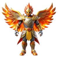 elegant artistic Fiery Winged Warrior 3D Render authentic png