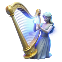 beautiful creative Fantasy Harp Player 3D Render high resolution png