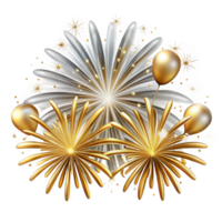 vibrant abstract Fireworks Display Sparkling Gold and Silver Transparent Background authentic png
