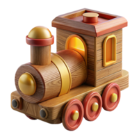 magnificent rustic Wooden Toy Train Set Cutout with Bright Lighting professional png
