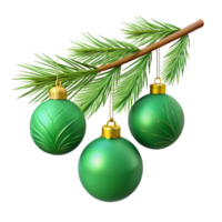 magnificent traditional Green Fir Tree Branch with Ornaments Transparent Background authentic png