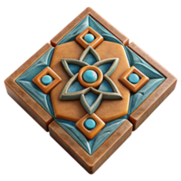 extraordinary artistic Handmade Ceramic Tile with Geometric Pattern Cutout with Texture detailed png