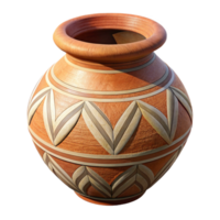 wonderful abstract Handmade Clay Vase with Geometric Pattern Transparent Background authentic png