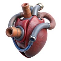 extraordinary minimalist Artificial Heart with Tubes and Wires Isolated high resolution png