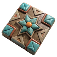 magnificent creative Handmade Ceramic Tile with Geometric Pattern Cutout with Texture detailed png