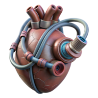 impressive minimalist Artificial Heart with Tubes and Wires Isolated exclusive png