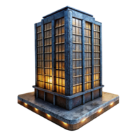 serene artistic Office Building Skyscraper Night View Isolated Element original png