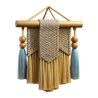 elegant abstract Woven Wall Hanging with Tassels Isolated Element detailed png