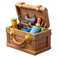 extraordinary traditional Open Wooden Toolbox with Tools Transparent Background professional png