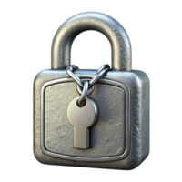 impressive abstract Lock Icon Silver Color with Chain Isolated Element original png