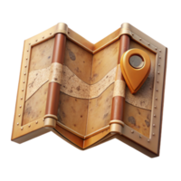 serene artistic Tourist Map Folded Corner Transparent Background authentic png