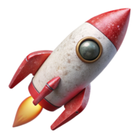 magnificent artistic Rocket Launching Into Space White Background Isolated 4K png