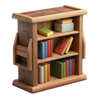 serene modern Wooden Bookshelf with Books Transparent Background detailed png