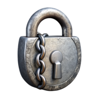 beautiful creative Lock Icon Silver Color with Chain Isolated Element authentic png