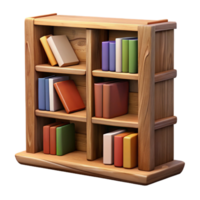 elegant abstract Wooden Bookshelf with Books Transparent Background original png