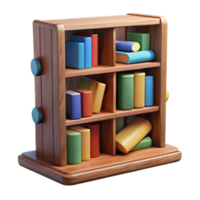 beautiful abstract Wooden Bookshelf with Books Transparent Background high resolution png