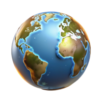 vibrant rustic World Globe with Glowing Continents Transparent Background high quality png