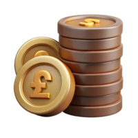 beautiful abstract Stack of Coins with Pound Sign Transparent Background premium png