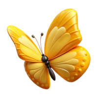 extraordinary artistic Yellow Butterfly Flying Side View with Transparent Background professional png