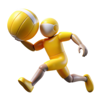 serene abstract Yellow Volleyball Player Spike Action Shot Isolated Element authentic png