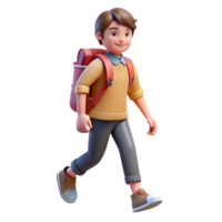 extraordinary minimalist Student with Backpack Walking Isolated Element high resolution png