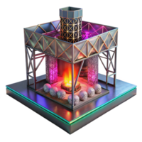 beautiful vintage 3d Rendered, Futuristic Interpretation of Burning Mart Installation, Metallic St exclusive png