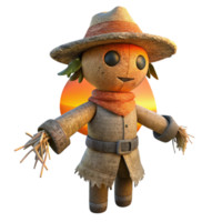 stunning classic 3d Rendered Cutout of Rusty, Weathered Scarecrow with Straw Stuffing, genuine png