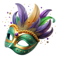 stunning abstract Mardi Gras Mask 3d Render with Sequins high quality png
