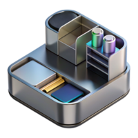 vibrant abstract A 3d Rendered Cutout of Sleek, Minimalist Aluminum Desk Organizer, original png
