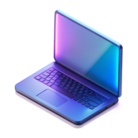 vibrant rustic Holographic Laptop 3d Render premium png