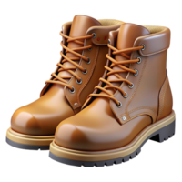 stunning vintage A Pair of Leather Work Boots with Visible Stitching And genuine png