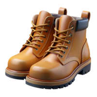 beautiful rustic A Pair of Leather Work Boots with Visible Stitching And 4K png