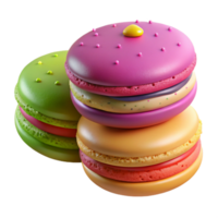 impressive minimalist A Stack of Three Colorful Macarons with Visible Textures And 4K png