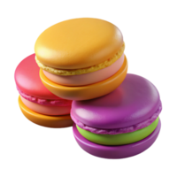 extraordinary traditional A Stack of Three Colorful Macarons with Visible Textures And detailed png