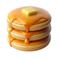 beautiful rustic A Stack of Three Fluffy Pancakes Drizzled with Maple Syrup, 4K png