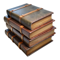 extraordinary modern A Stack of Three Weathered Vintage Books with Visible Page 4K png