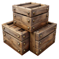 impressive modern A Stack of Three Weathered Wooden Crates with Visible Nail premium png