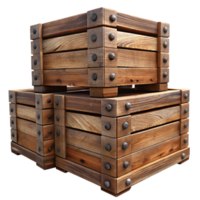 stunning vintage A Stack of Three Weathered Wooden Crates with Visible Nail 4K png