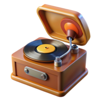 extraordinary creative A Vintage Record Player with Vinyl Record Spinning, Professionally Lit authentic png