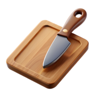 elegant vintage A Wooden Cutting Board with Knife Marks and Dark Handle, authentic png