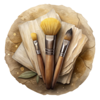 wonderful minimalist Create Hand-illustrated Cutout of Set of Vintage Watercolor Paintbrushes With genuine png