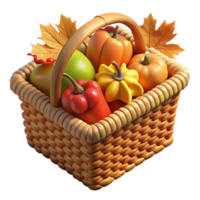 wonderful creative Hand-woven Picnic Basket with Fruit high resolution png