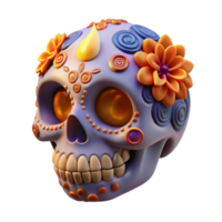 wonderful minimalist Render of Sugar Skull Decorated with Intricate Floral Patterns For 4K png