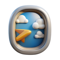 wonderful classic Airplane Window Seat View with Clouds Isolated 4K png