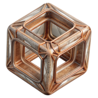 elegant artistic Abstract Wireframe Cube Rotating Isolated on Transparent Background 4K png